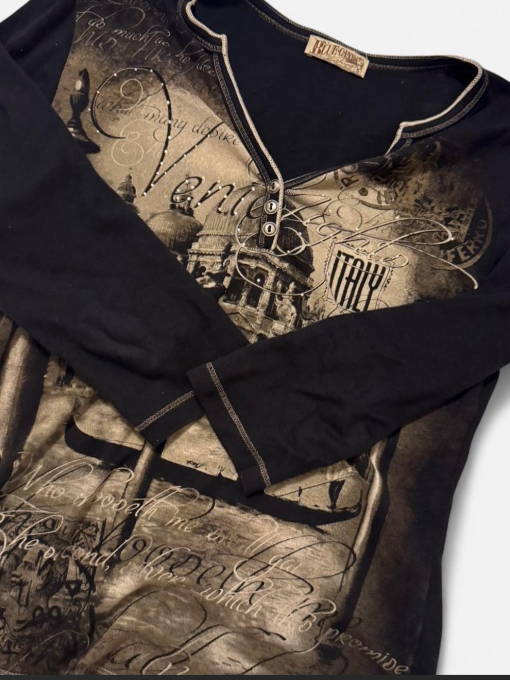 Venice Graphic Long Sleeve Shirt - Black/Tan